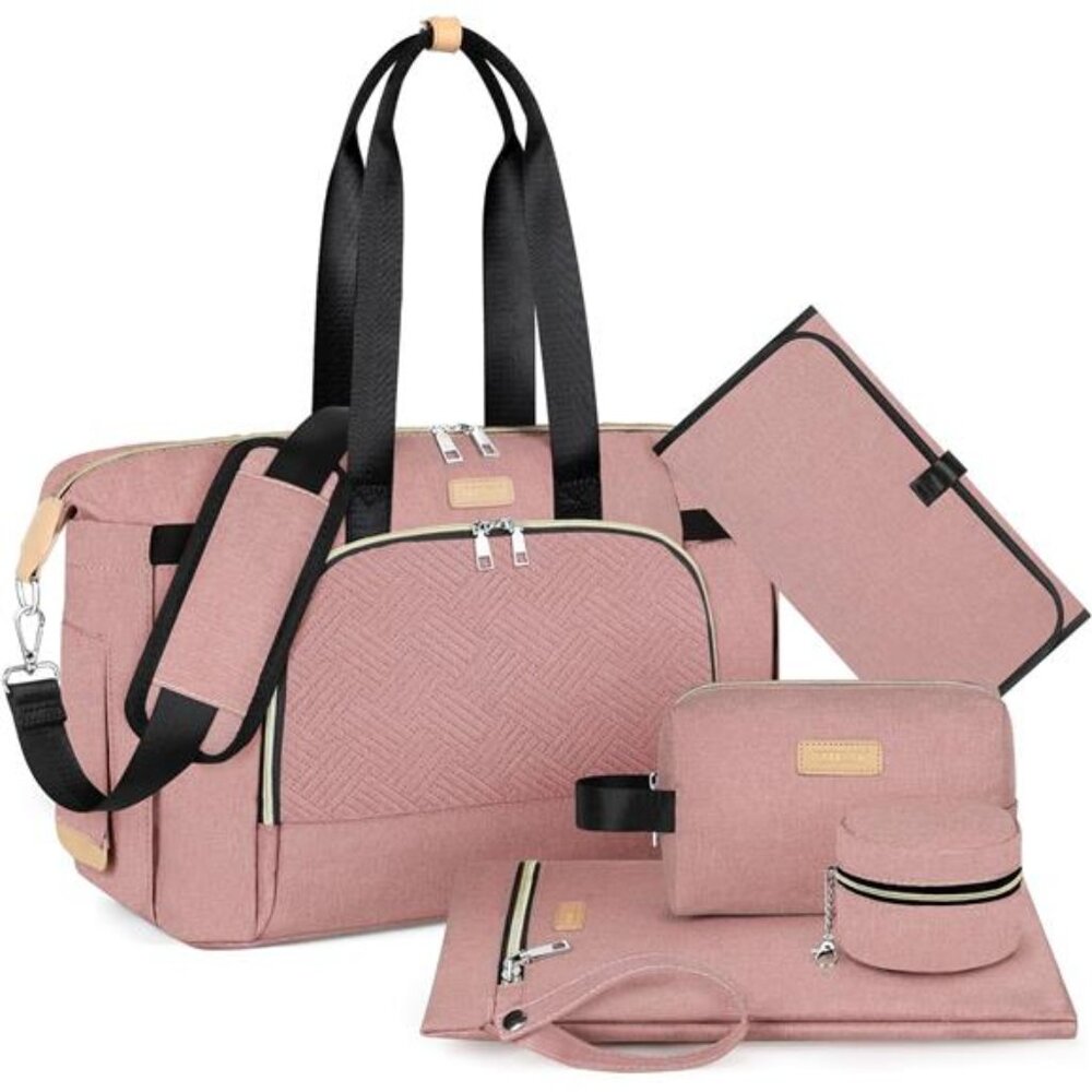 Large Diaper Bag Tote Mommy Bag Travel Baby Bag with Changing Pad and Pacifier C